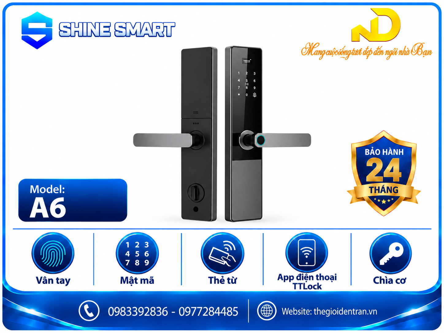 Khóa cửa thông minh Shinesmart A6 Luxury